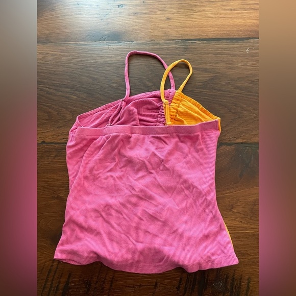 DOLAN from Anthropology Pink and Orange Asymmetrical Spaghetti Strap Tank Top - Picture 2 of 4